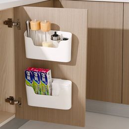 Storage Holders Racks Kitchen Wallmounted Adhesive Rack Multifunctional Cabinet Door Box Under Sink Drawer Shelf Bathroom Organiser 230410