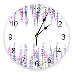 Wall Clocks Summer Lavender Bouquet Art Bedroom Clock Large Modern Kitchen Dinning Round Living Room Watch Home Decor