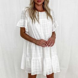 Casual Dresses Ravishing Ladies Dress Above Knee Length Summer Beach Stitching Loose Elegant Mini Daily Wear