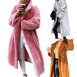 Womens Wool Blends Pink Long Jacket Coat Women Winter Thick Warm Oversized Outerwear Overcoat Faux Lambswool Fur Coats 231110