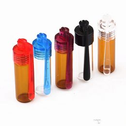 Classic Colourful 36mm 51mm Travel Size Acrylic Plastic Bottle Snuff Snorter Dispenser Glass pill case Vial container with spoon