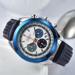 Men luxury designer Automatic quartz Mens auto versatility chronograph Watch leather band 6 hands Watches g2