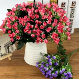 Decorative Flowers Supplies Floral Arrangement Bridal Bouquet Artificial Flower Lifelike Plants 36heads Silk Milan Bud