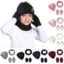 BeanieSkull Caps Winter Thickened Warm Hat Scarf Glove Knitted Three Piece Set Gloves Women 231110