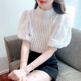 Women's Blouses French Style Lace Short For Women Puff Sleeve Top Women's Summer 2023 High Sense White And Blusas Mujer