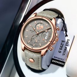 Wristwatches POEDAGAR Men Watch Fashion Chronograph Leather Quartz Watches Waterproof Luminous Top Brand Luxury Casual Sport Men's Wristwatch 230410