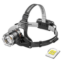 Head lamps XHP50 LED Sensor Headlamp Waterproof Head Light Rechargeable Fishing Searching Camping Head Flashlight Zoom Lantern P230411