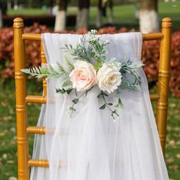 Decorative Flowers Ornament Bridal Bouquet Party Supplies Wedding Aisle Decoration Pography Props Artificial Roses Chair Back