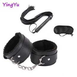 Adult Toys Sex For Woman Men BDSM Bondage Set Erotic Restraint Handcuffs Slave Whip Adults Games for Couples Accessories 230411