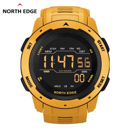Wristwatches NORTH EDGE Men Digital Watch Men's Sports es Dual Time Pedometer Alarm Clock Waterproof 50M Military 230410