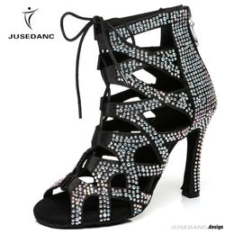 Heel for Cuban Ballroom Latin 706 Shoes Women Dancing Boots Rhinestones Sandals Jass Dance 230411 ss 303