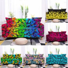 Chair Covers Color Butterfly Elasticated Sofa Cover For Living Room 1/2/3/4 Seaters Cushion Slipcover Furniture L-shape Protector