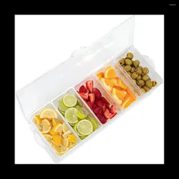 Storage Bottles Refrigerated Condiment Plate Picnic -Keeping Ice Box Five-Grid Split Fruit Seasoning