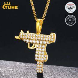 Pendant Necklaces Fashion Top Quality 100 925 Sterling Silver UZI Necklace For Women Mens Hip Hop Jewellery Drop 231110