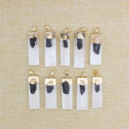 Pendant Necklaces Z Natural Selenite Gypsum Black Tourmaline Rock Mineral Reiki Healing Power Stone Amethyst Charm DIY Necklace Making