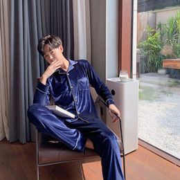 Men's Sleepwear Gold Velvet Couple Pyjamas Men's Long-sleeved Suit Autumn And Winter Ladies Plus Size Home Service Sleep Wear Men