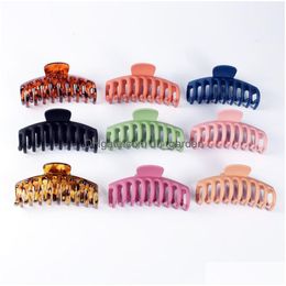 Clamps Fashion Women Girls Solid Colour Claw Clip Large Barrette Crab Hair Claws Bath Ponytail Accessories Gift Drop Delivery Dhgarden Dhkwq