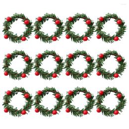 Decorative Flowers Artificial Wreath Red Napkin Ring Berries PVC Decoration Pine Wreaths Xmas Fruit Banquet Special Event Party Wedding