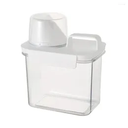 Liquid Soap Dispenser Airtight Detergent With Measuring Cup Washing Powder Multi-Use Food Rice Grains Storage Container