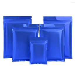 Storage Bags 100Pcs/Lot Blue Matte Aluminum Foil Bag Food Dried Fruits Candy Nuts Tea Powder Tear Notch Waterproof Dustproof