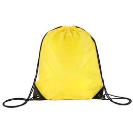 solid Colour outdoor bag drawstring backpack double drawstring backpack sports waterproof backpack