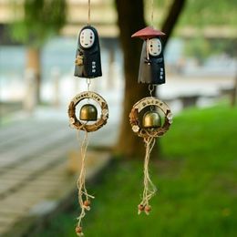 Decorative Objects Figurines Studio Ghibli Faceless Man Wind Chime Metal Bell Children's PVC Action Character Resin Series Model Toy Doll Gift