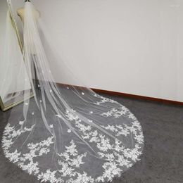 Bridal Veils Bling Sequins Lace Wedding 3.5M Long 3M Wide Veil Luxury One Layer Bride Accessories