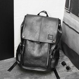 Fashion Student Schoolbag Computer Bag Men's Backpack PU Leather Backpacks Man High Capacity Travel Bag Softback Bookbag Male 230411