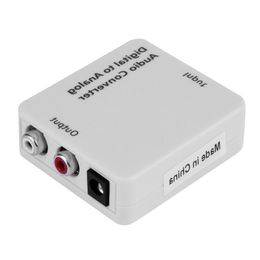 Freeshipping White Compact Digital Optical Toslink Coax to Analogue R/L/RCA Audio Signal Converter Adapter with USB Power Cable Fibre Cab Rjul