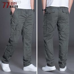 Men's Pants 77City Killer Casual Pants Men Plus Size 5XL 6XL Cotton Breathable Joggers Men Military Straight Multi-pocket Work Trousers Male W0411