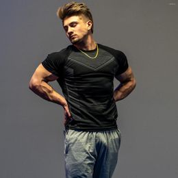 Men's T Shirts Men Tshirt Muscle Bodybuilding Gym Fitness Dry-fit Quick Dry Slim Fit Shirt Short Sleeve