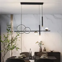 Chandeliers Nordic Linear Chandelier Lighting Home Decor Ring Light For Dining Room Hanging Lamps Living Decors Aesthetic