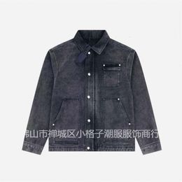 Correct Version p Home 2023ss Triangle Elevation Difficulty Wash Old Denim Jacket Coat for Men and Women