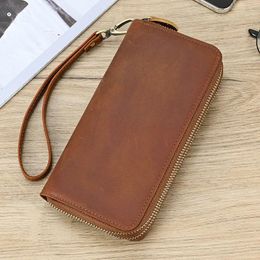Wallets Sbirds Genuine Leather Wallet Women Luxury Vintage Men Card Zipper For Male Clutch Phone Purse Man