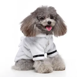 Dogs Cats Bath Robe Towel Pajamas Pet Bathrobe Winter Warm Pet Clothes Quick Drying Super Absorbent,White