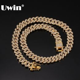 Pendant Necklaces UWIN Micro Paved 12mm SLink Miami Cuban Hiphop Mens Iced s Fashion Jewelry Drop 231110