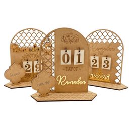 Novelty Items 2023 Ramadan Countdown Calendar DIY Eid Mubarak Ornament Wooden Ramadan Calendar Home Party Decoration Craft Ornament Z0411