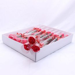 Decorative Flowers 38pcs Artificial Carnation Soap Flower Head Eternal Bouquet Mother's Day Gift Box Handmade DIY Material For Wholesale