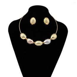 Necklace Earrings Set Italian Coloured Oval Bead Design Jewellery Cute African Women Wedding Bride Party Gift