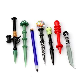 2019 Colorful Dab Tool Glass Dabber Bubble Cap Pencil Mushroom Knife Tool Smoking Accessories Glass Oil Rigs Tools For Oil And Wax LL