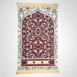 Carpet Prayer Mat Ultrafine Imitation Cashmere Worship Blanket Muslim Portable Prayer Mat for Ramadan Vintage Pattern Eid Rugs Tassel Z0411