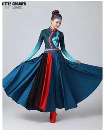 Stage Wear Mongolian Dance Costume Ancient National Dress Female DanceWear Performance Hanfu Tibetan Folk