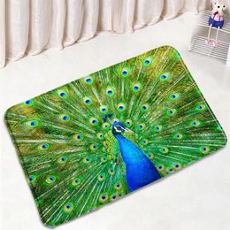 Bath Mats Chinese Style Animal Bathroom Mat Elegant Peacocks Pattern Non-Slip Bedroom Rug Door Home Decor Kitchen Doorway Carpet209j