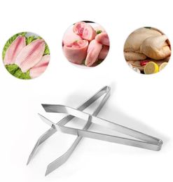 1 Pcs Bone Remover Flat Fish Tweezers Kitchen Fishing Stainless Steel Tweezer Pincer Tools Tongs Seafood Removal Clip Tool