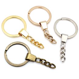 Key Rings 10pcs/lot Key Ring ( Ring Size 30mm ) Key Chain Rhodium Bronze Gold Plated 50mm Long Round Split Keychain Keyrings Wholesale AA230411