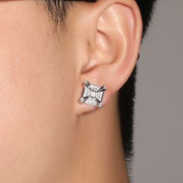 Shining 18K Platinum Plated Square Zircon Stud Earring Ear Bone Nail Women Men No Fading No Allergies 5A Zircon Earring