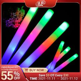 12 15 30 60Pcs Lot Party Glow Sticks Bulk Colourful LED Foam Stick Cheer Tube RGB in the Dark Light267b