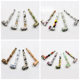 Latest Colourful Pattern Metal Alloy Hand Pipes Portable Removable Dry Herb Tobacco Philtre Silver Screen Spoon Bowl Caps Handpipes Smoking Cigarette Holder