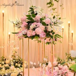 Decorative Flowers & Wreaths Artificial Flower Pompom 40 Cm Table Centrepiece Ball Decor Wedding Backdrop Silk Road Lead Floral Bo219M