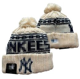 Yankees Beanies New York Beanie Cap Wool Warm Sport Knit Hat Baseball North American Team Striped Sideline USA College Cuffed Pom Hats Men Women a0